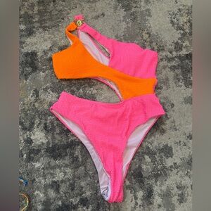 Pink and Orange One-Shoulder Swimsuit brand new size medium